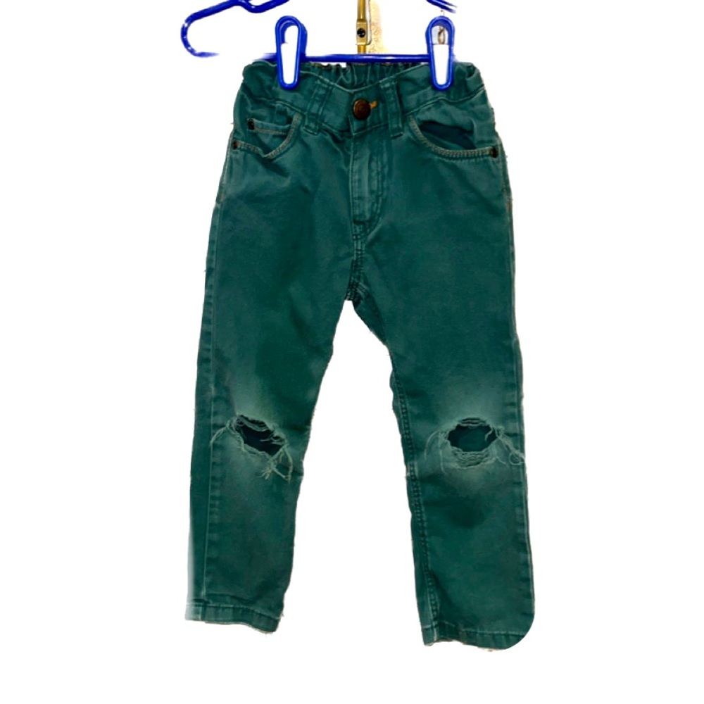 H&M Green Distressed Skinny Jeans, Toddler Size 2-3Y